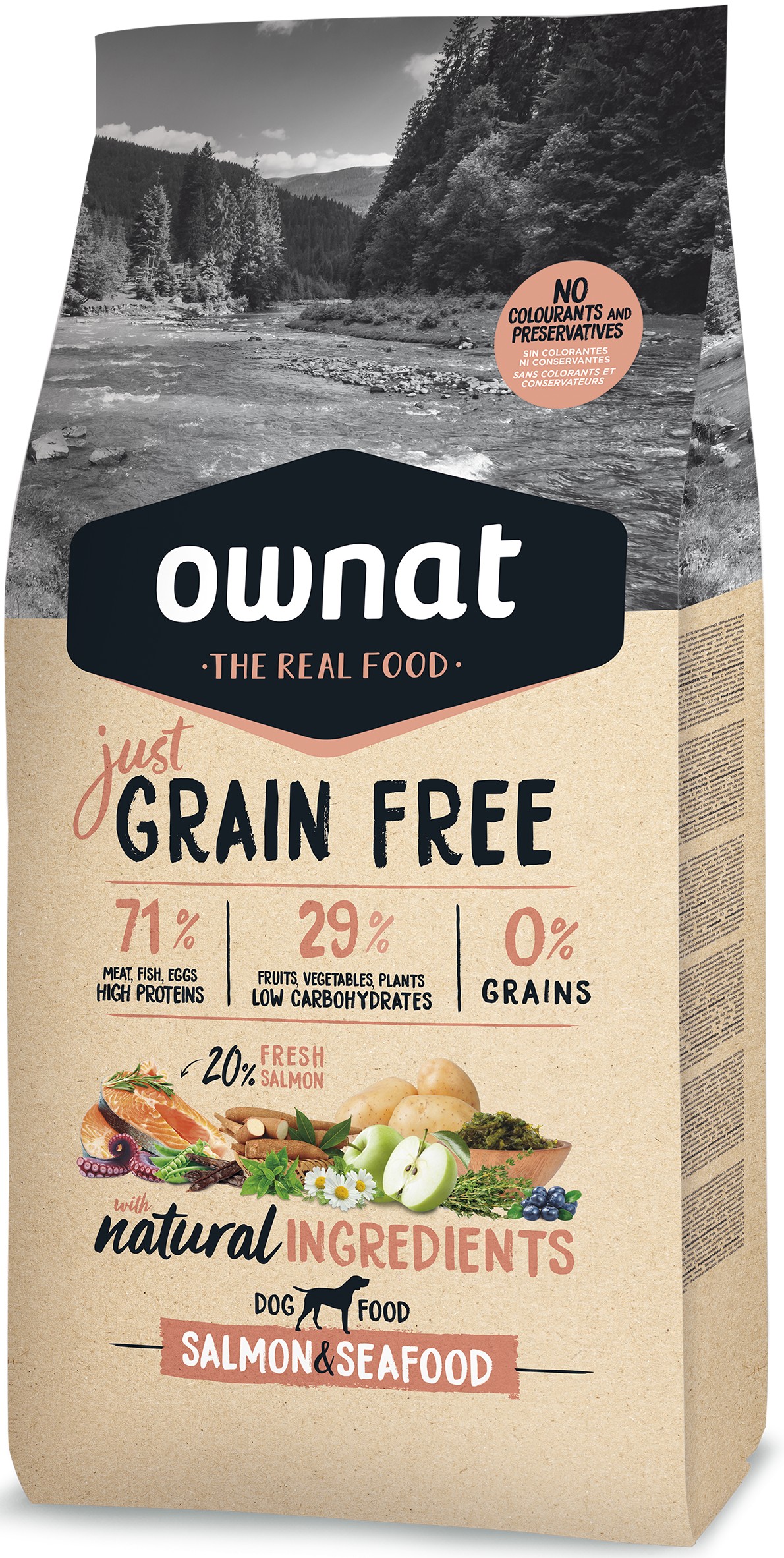 OWNAT Just Grain Free Pienso Perro Adulto Salmon 14kg + REGALO Pinza