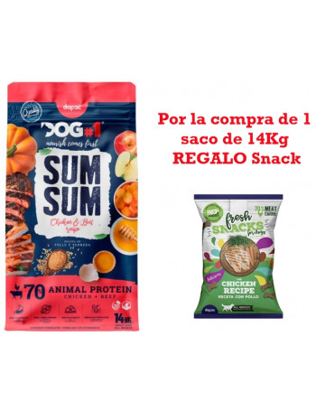 SUMSUM Pollo y Ternera 14Kg + REGALO Snack Natural