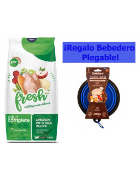 FRESH MEDITERRANEAN BLEND Complet Perro Adulto Pollo 14 Kg + REGALO Bebedero Plegable