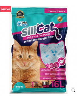 PET SANA SILICAT Gel de Sílice 16 Litros Lecho para Gato