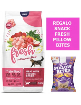 FRESH MEDITERRANEAN BLEND Cat Sterilised 6Kg comida para gatos esterilizados + REGALO Snack Fresh Pillow Bites