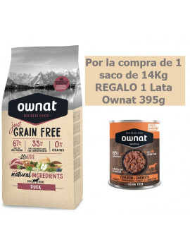 OWNAT Just Grain Free Duck 14Kg + REGALO 1 Lata Ownat 395g