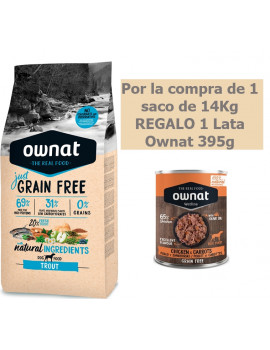 OWNAT JUST 14 Kg Grain Free Trout + REGALO 1 Lata Ownat 395g