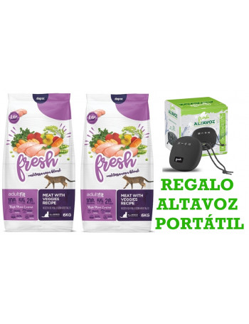 2x6Kg FRESH MEDITERRANEAN BLEND Cat Adult Fit + REGALO Altavoz Portátil