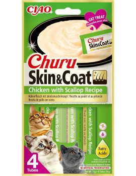 CHURU Ciao Skin & Coat Receta Pollo con Vieira 4x14g