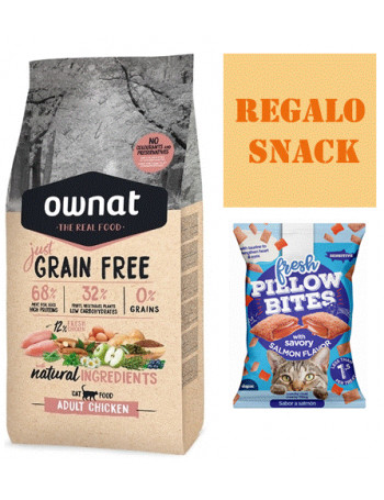 OWNAT Cat Just Grain Free Chicken 8kg con Pollo + REGALO Snack