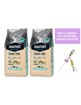 2x8Kg OWNAT Just Grain Free Gato Esterilizado con Pescado + REGALO Juguete