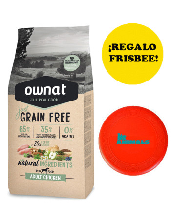 OWNAT Just Grain Free 14Kg Pienso Perro Adulto Pollo + REGALO Frisbee