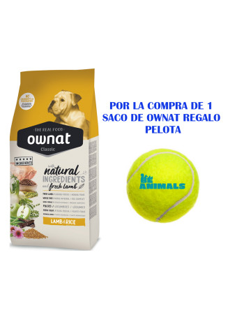 OWNAT CLASSIC Lamb and Rice 20kg + REGALO Pelota de Tenis